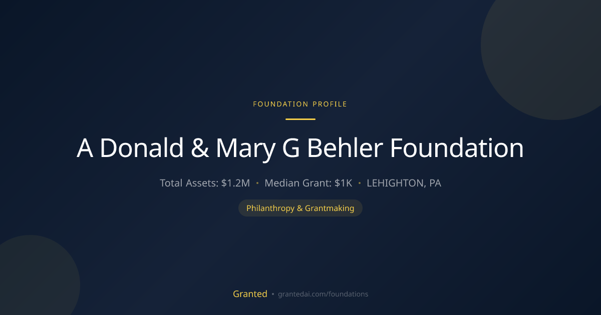 A Donald & Mary G Behler Foundation | Granted AI
