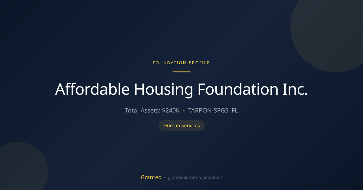 Affordable Housing Foundation Inc. | Granted AI