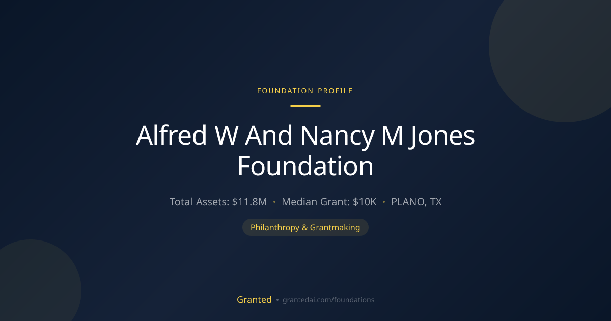 Alfred W And Nancy M Jones Foundation | Granted AI