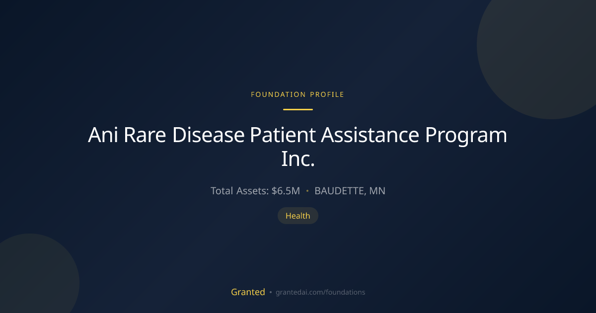 Ani Rare Disease Patient Assistance Program Inc. | Granted AI