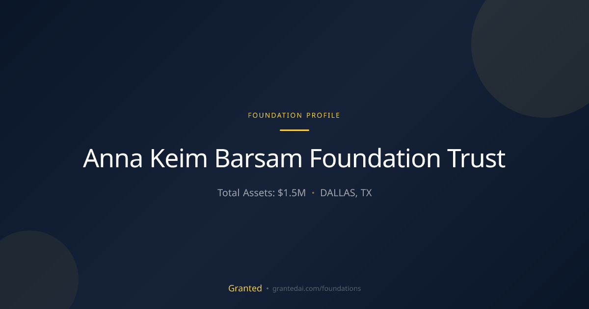 Anna Keim Barsam Foundation Trust | Granted AI