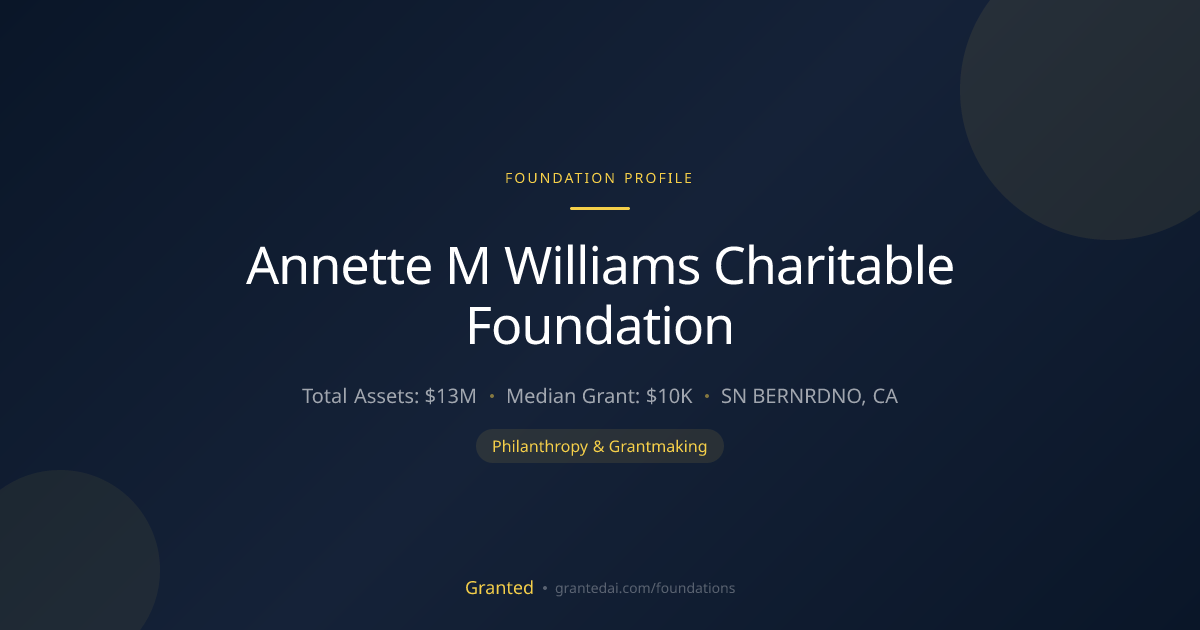 Annette M Williams Charitable Foundation | Granted AI