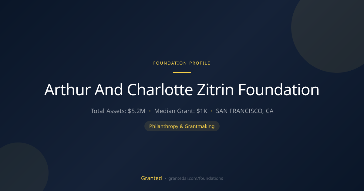 Arthur And Charlotte Zitrin Foundation | Granted AI