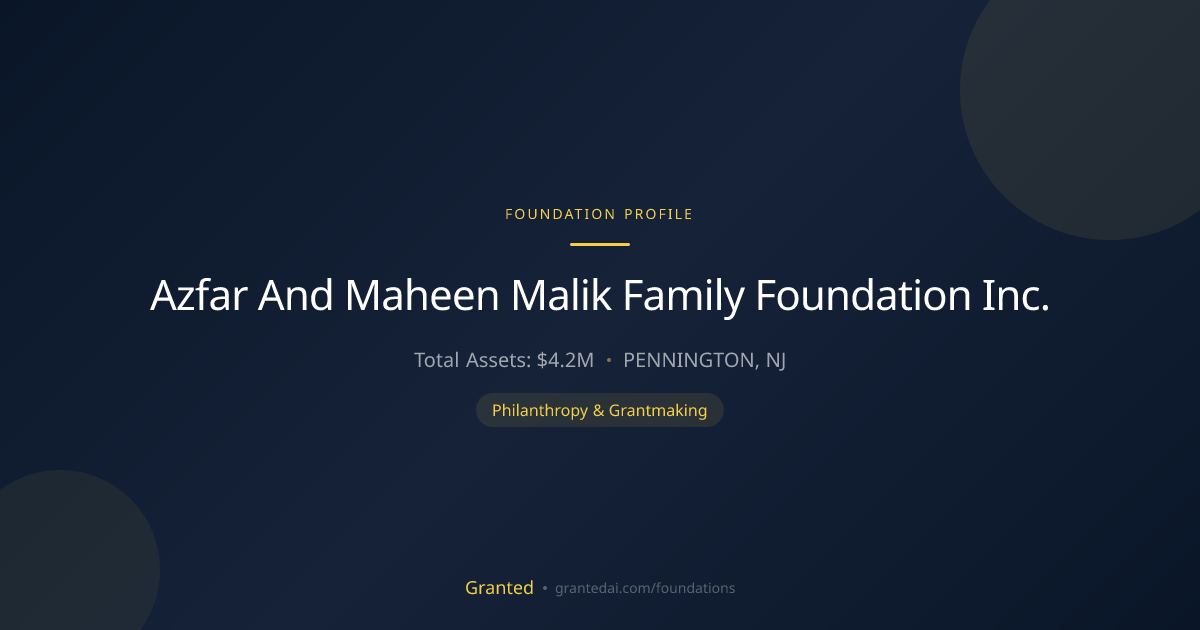 Azfar And Maheen Malik Family Foundation Inc. | Granted AI
