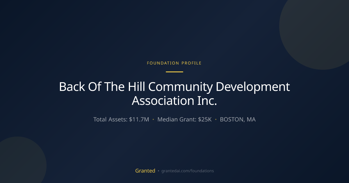 Back Of The Hill Community Development Associati... | Granted AI