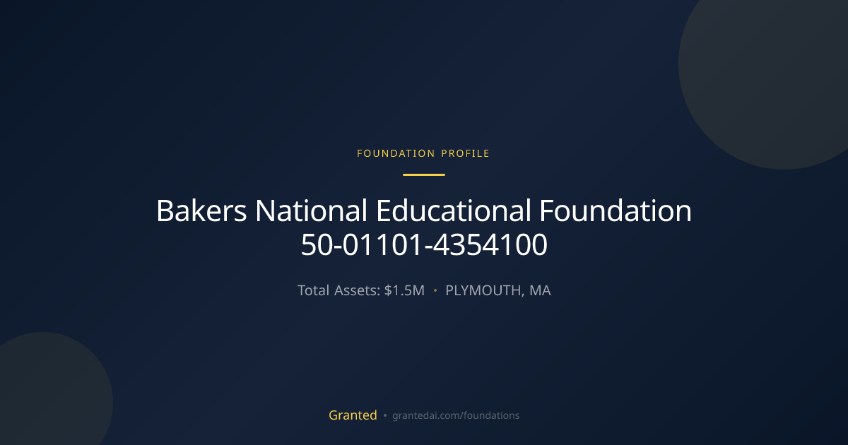Bakers National Educational Foundation 50-01101-... | Granted AI