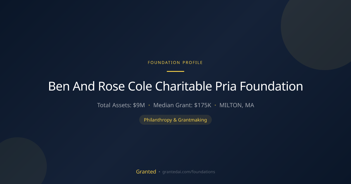 Ben And Rose Cole Charitable Pria Foundation | Granted AI