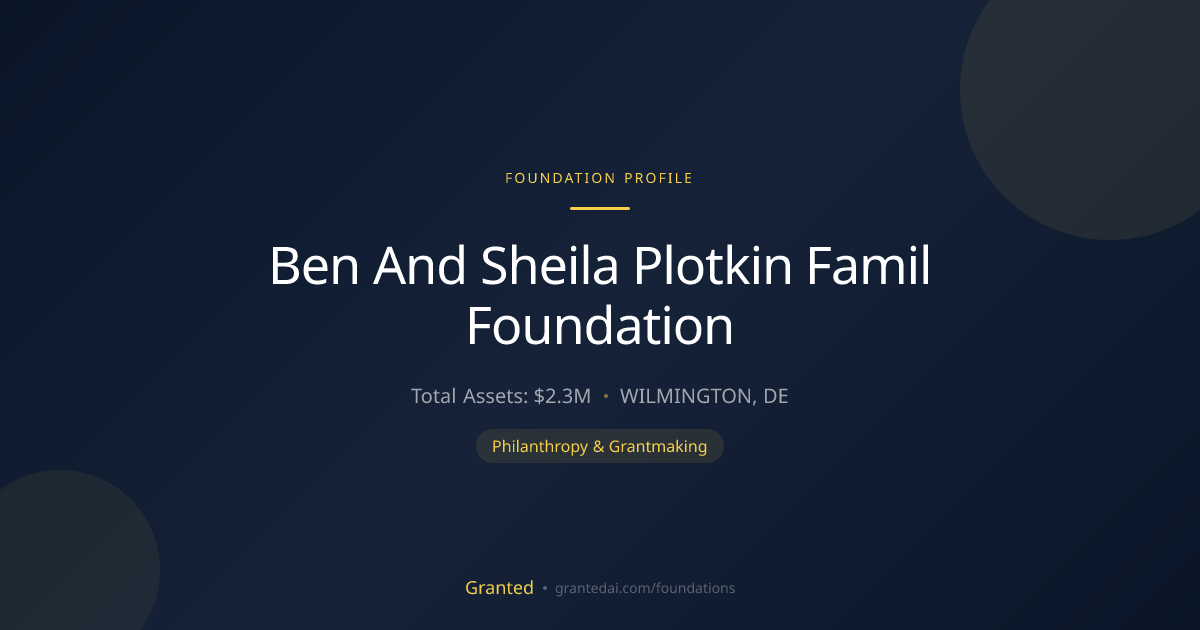 Ben And Sheila Plotkin Famil Foundation | Granted AI