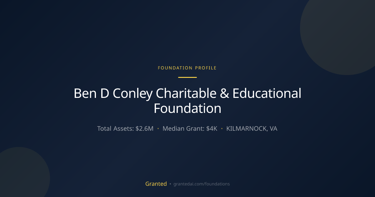 Ben D Conley Charitable & Educational Foundation | Granted AI