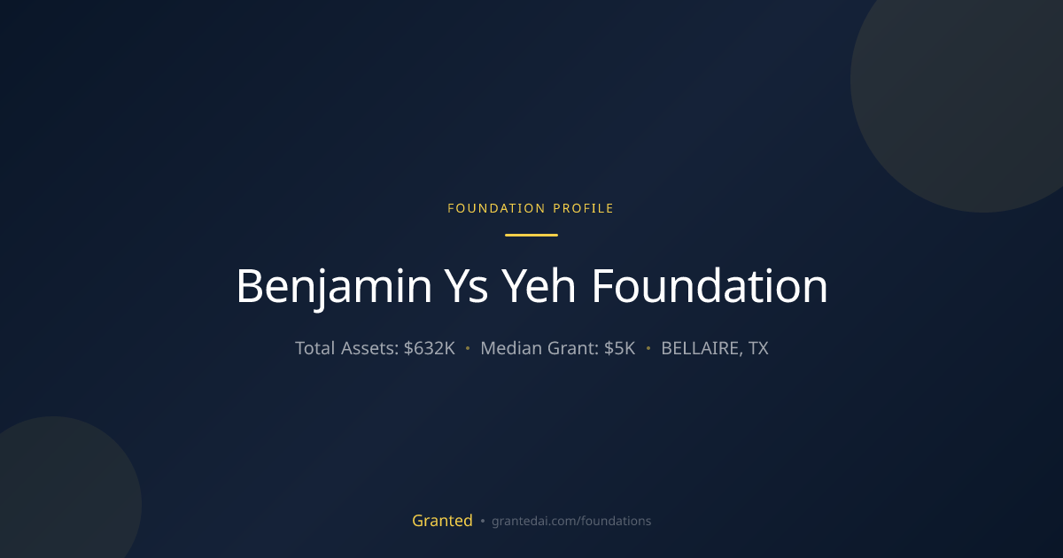 Benjamin Ys Yeh Foundation | Granted AI