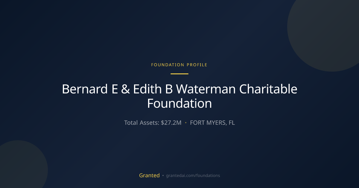 Bernard E & Edith B Waterman Charitable Foundati... | Granted AI