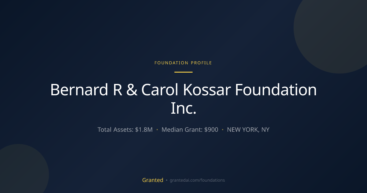 Bernard R & Carol Kossar Foundation Inc. | Granted AI