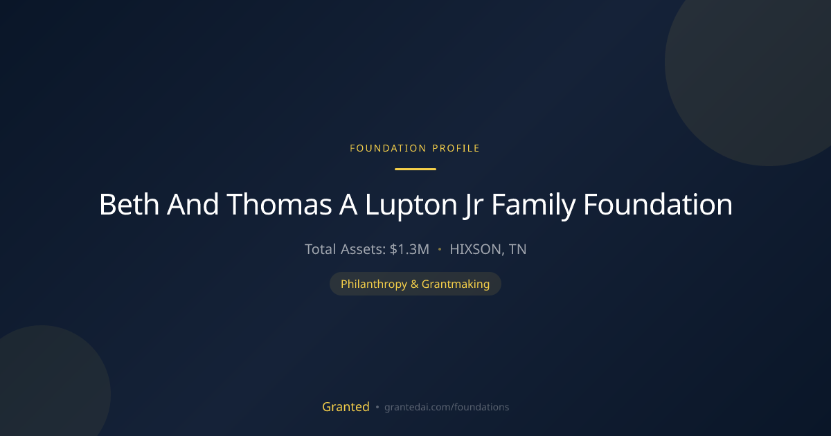 Beth And Thomas A Lupton Jr Family Foundation | Granted AI
