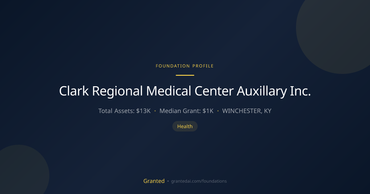 Clark Regional Medical Center Auxillary Inc. | Granted AI