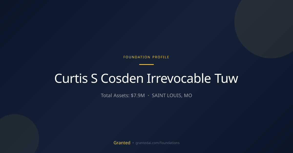 Curtis S Cosden Irrevocable Tuw | Granted AI