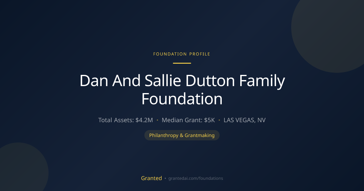 Dan And Sallie Dutton Family Foundation | Granted AI