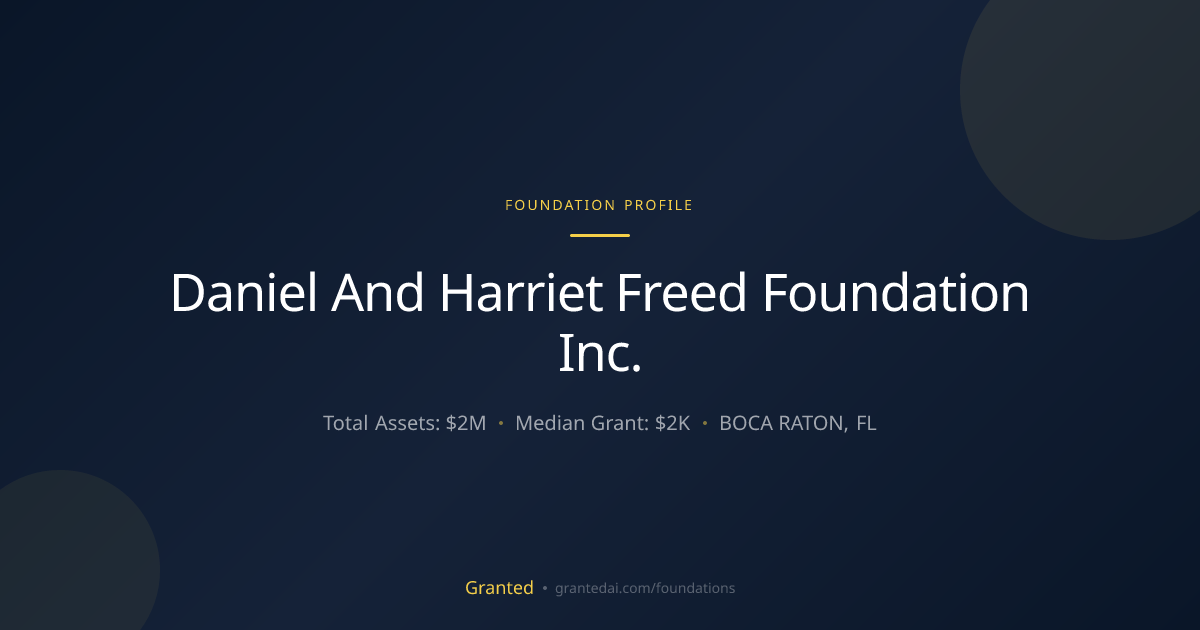 Daniel And Harriet Freed Foundation Inc. | Granted AI
