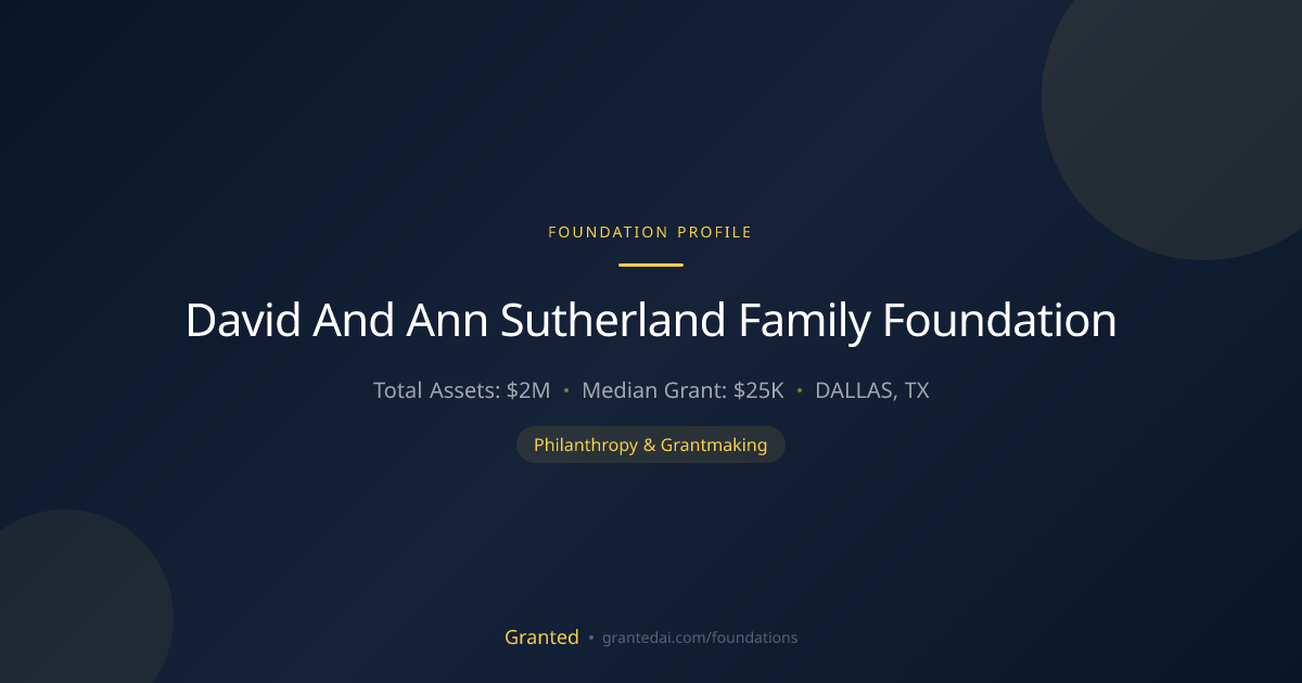 David And Ann Sutherland Family Foundation | Granted AI