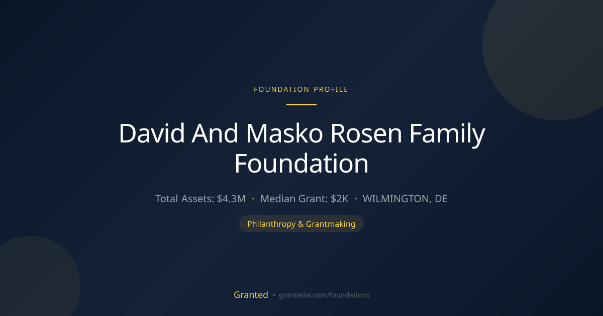 David And Masko Rosen Family Foundation | Granted AI