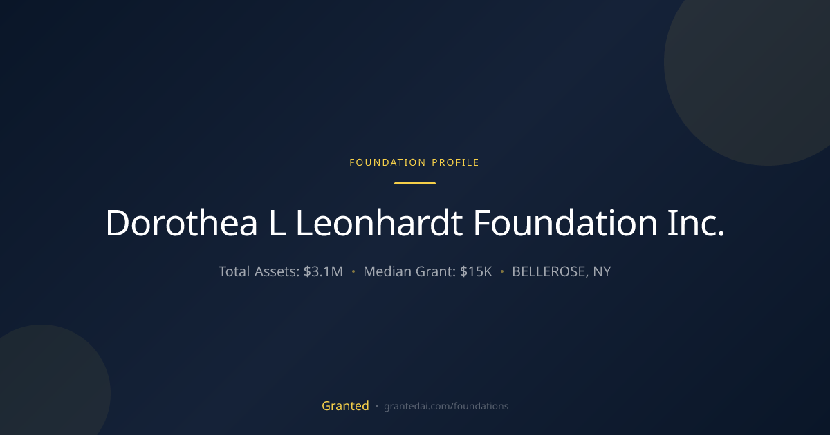 Dorothea L Leonhardt Foundation Inc. | Granted AI