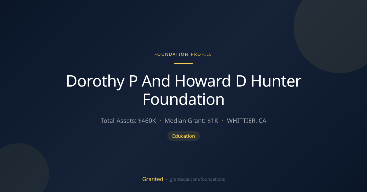 Dorothy P And Howard D Hunter Foundation | Granted AI
