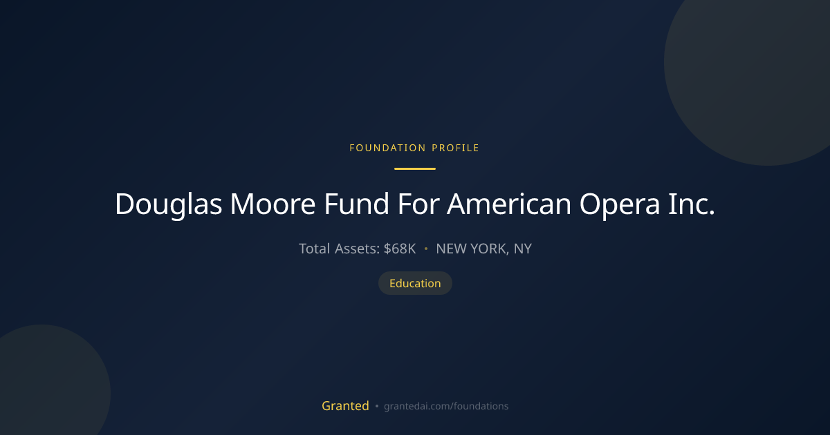 Douglas Moore Fund For American Opera Inc. | Granted AI