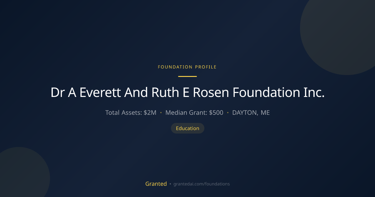 Dr A Everett And Ruth E Rosen Foundation Inc. | Granted AI