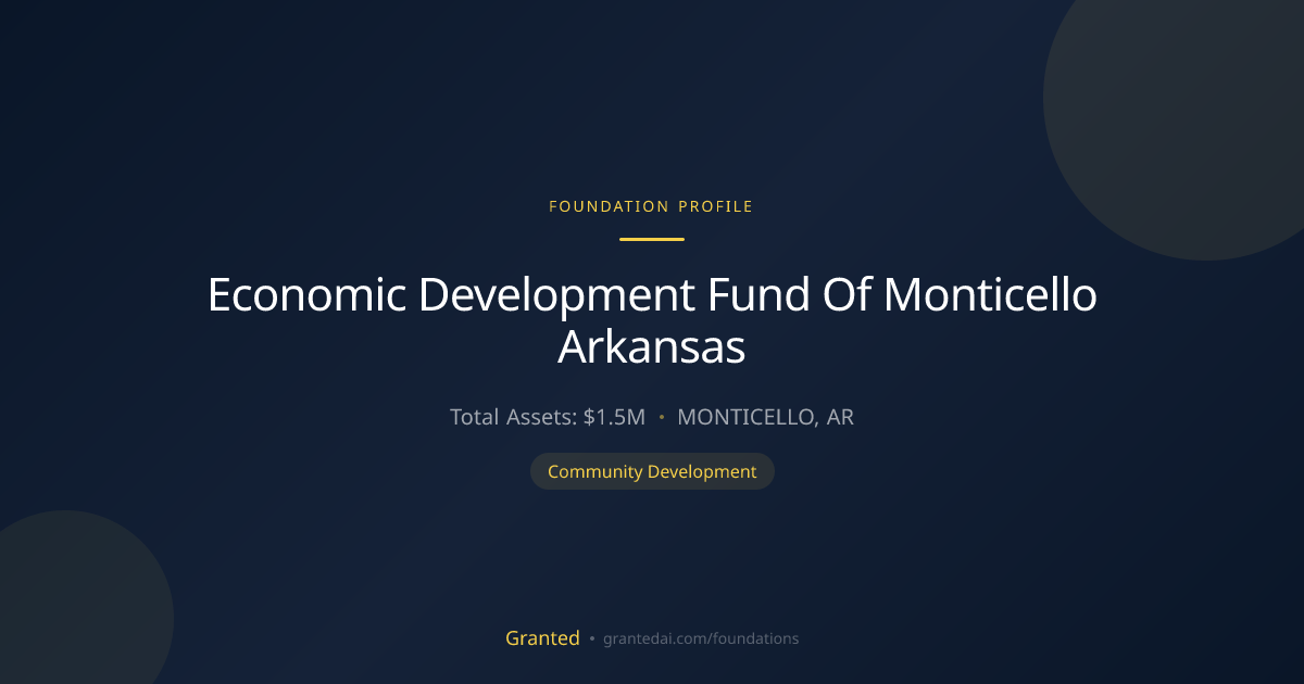 Economic Development Fund Of Monticello Arkansas | Granted AI