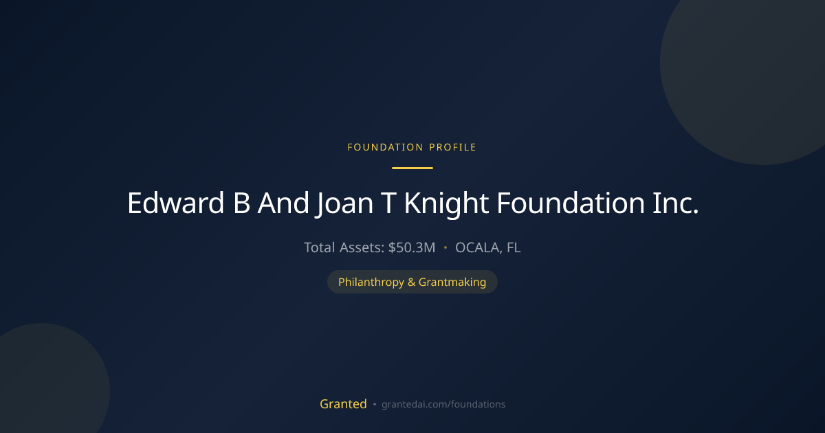 Edward B And Joan T Knight Foundation Inc. | Granted AI