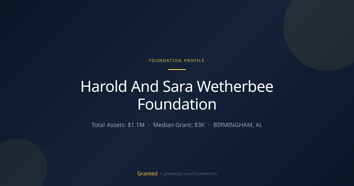 Harold And Sara Wetherbee Foundation | Granted AI