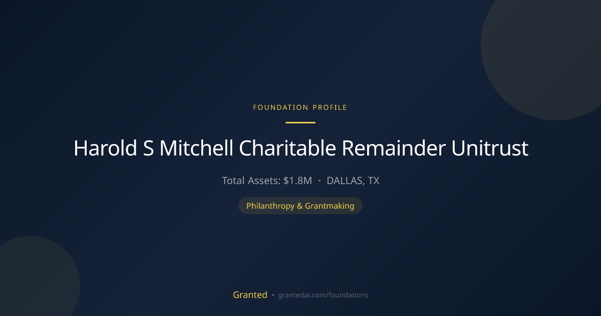 Harold S Mitchell Charitable Remainder Unitrust | Granted AI