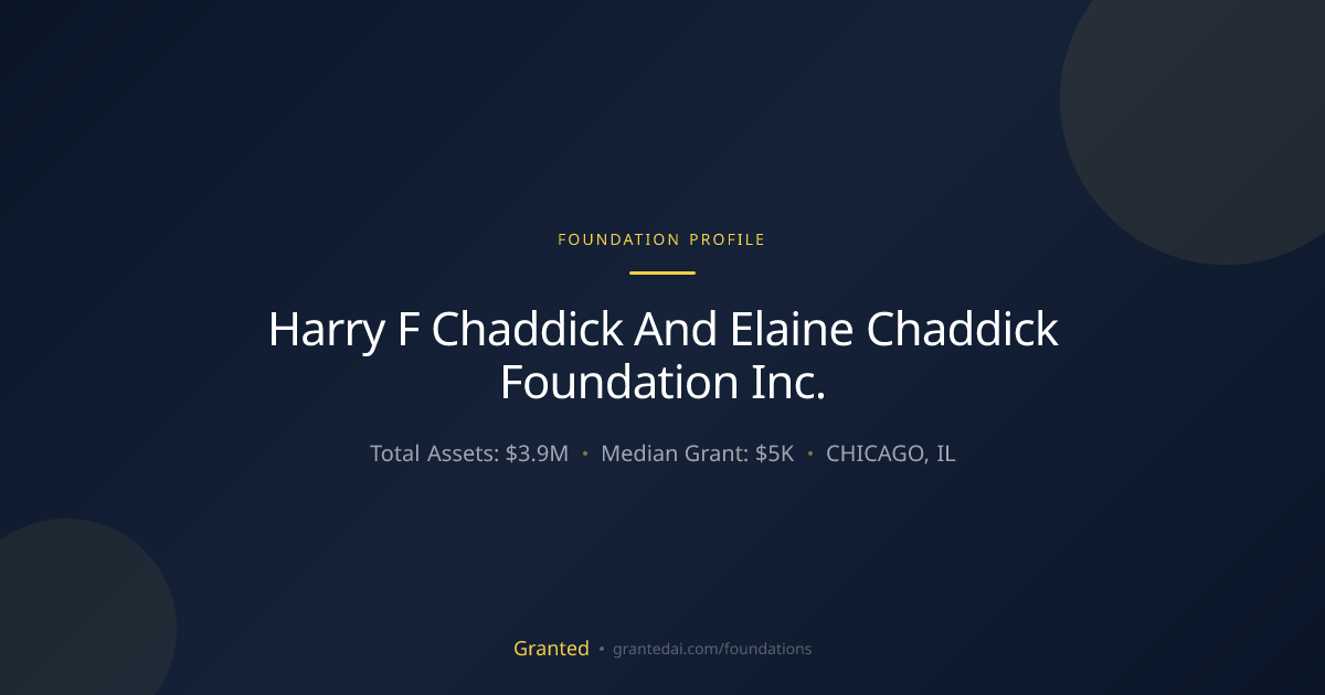 Harry F Chaddick And Elaine Chaddick Foundation ... | Granted AI