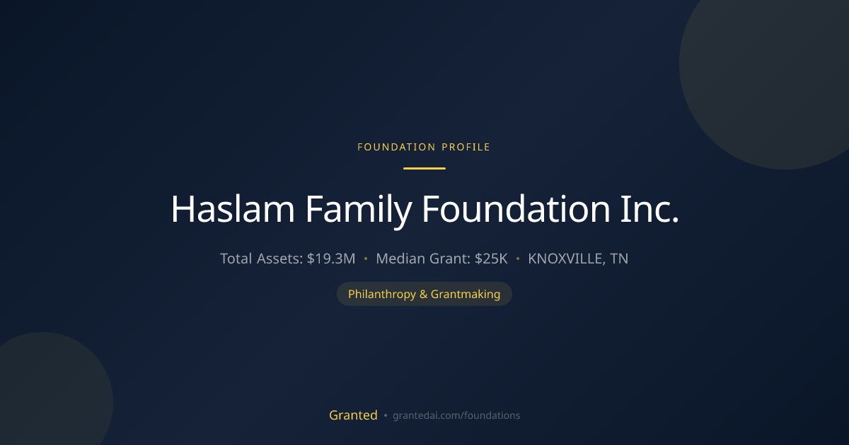 Haslam Family Foundation Inc. | Granted AI