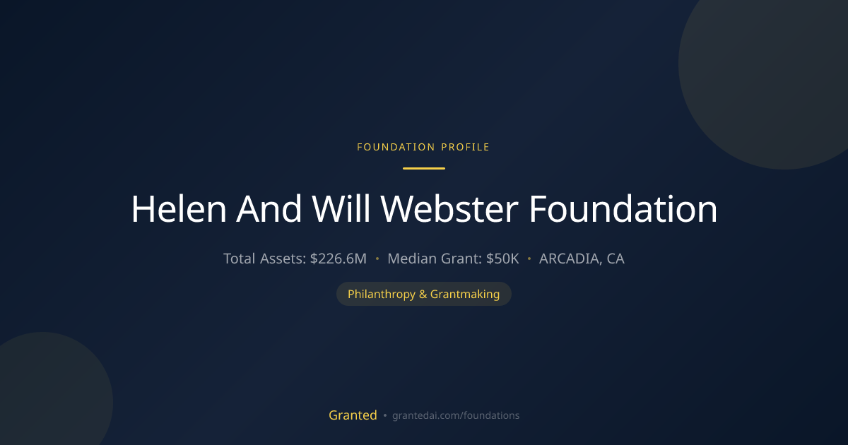 Helen And Will Webster Foundation | Granted AI