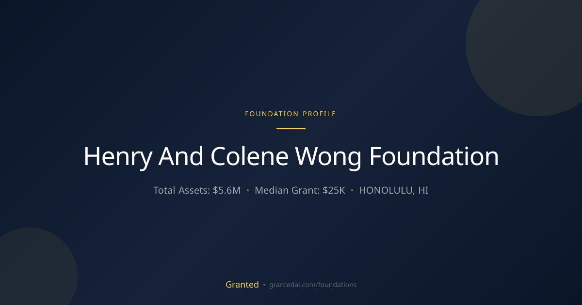 Henry And Colene Wong Foundation | Granted AI