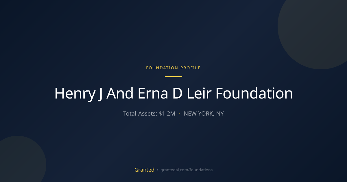 Henry J And Erna D Leir Foundation | Granted AI