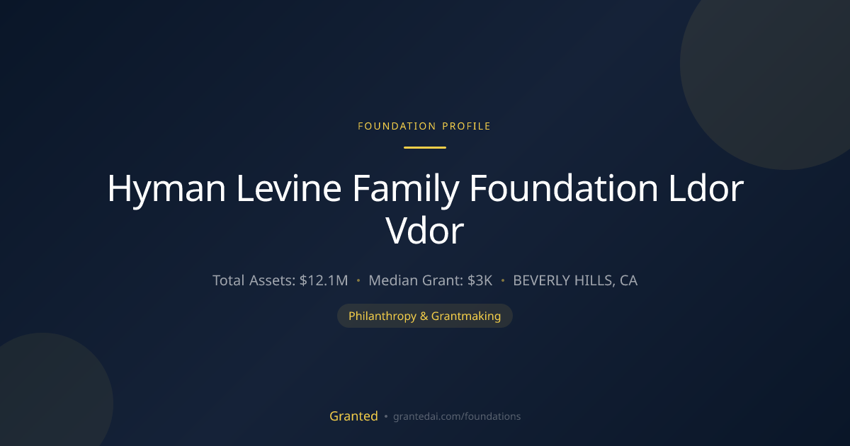 Hyman Levine Family Foundation Ldor Vdor | Granted AI