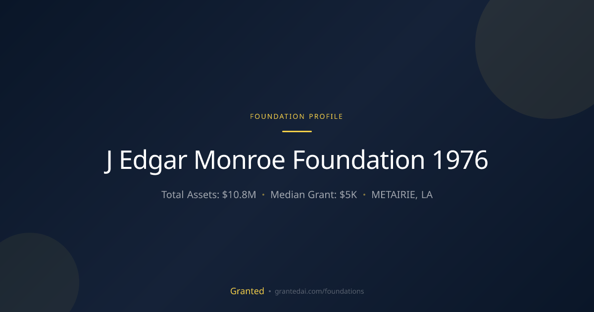 J Edgar Monroe Foundation 1976 | Granted AI