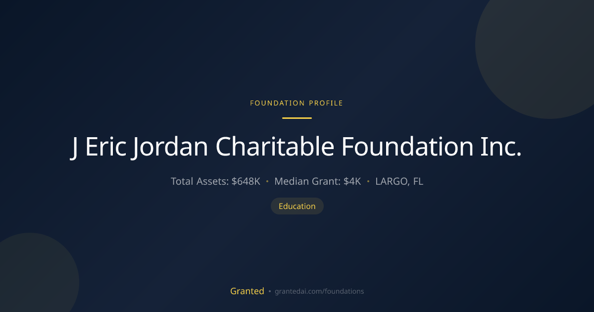 J Eric Jordan Charitable Foundation Inc. | Granted AI