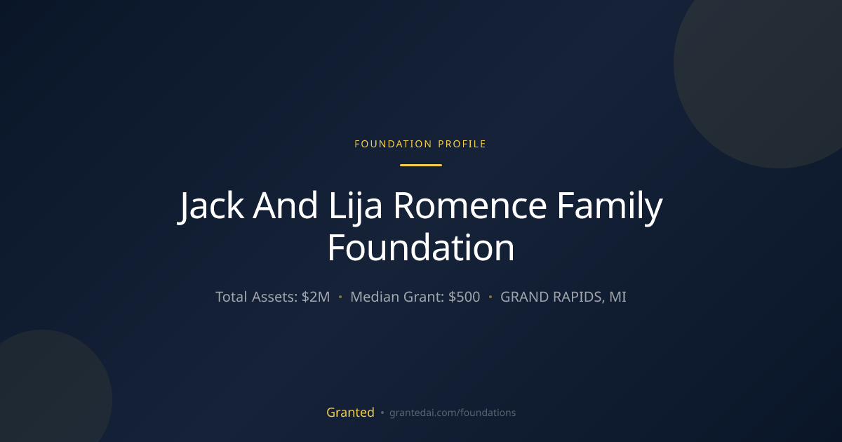 Jack And Lija Romence Family Foundation | Granted AI