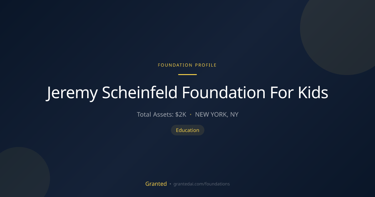 Jeremy Scheinfeld Foundation For Kids | Granted AI