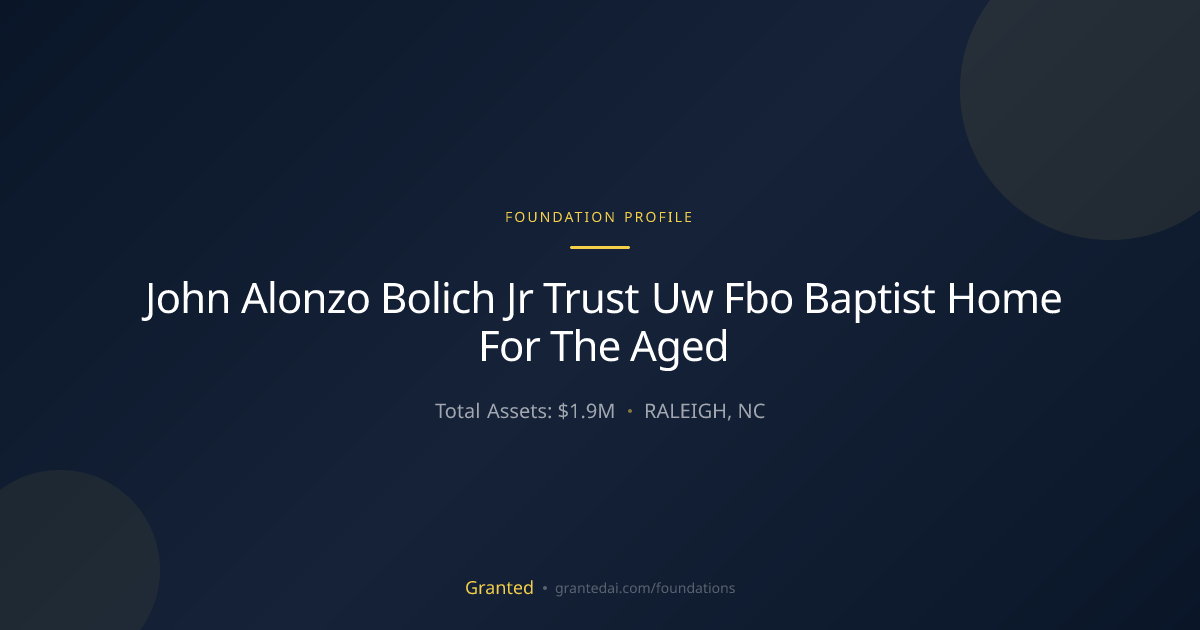 John Alonzo Bolich Jr Trust Uw Fbo Baptist Home ... | Granted AI