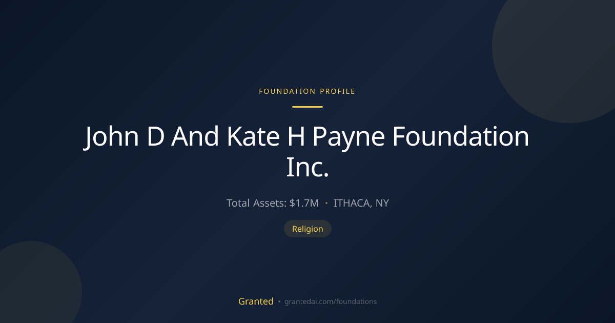 John D And Kate H Payne Foundation Inc. | Granted AI
