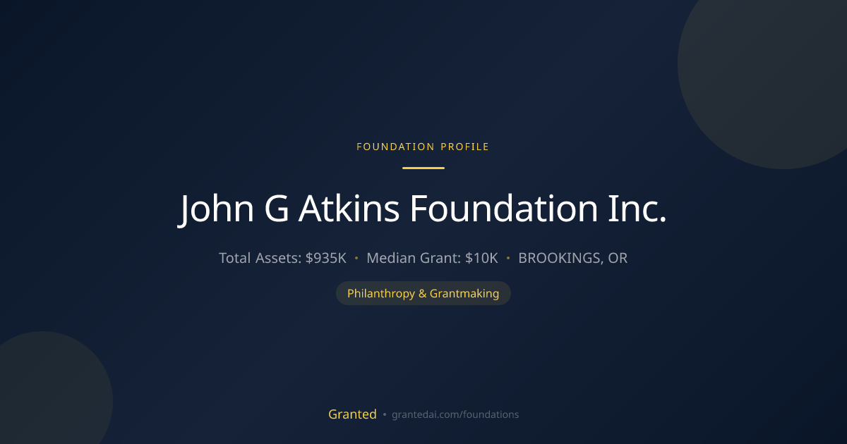 John G Atkins Foundation Inc. | Granted AI