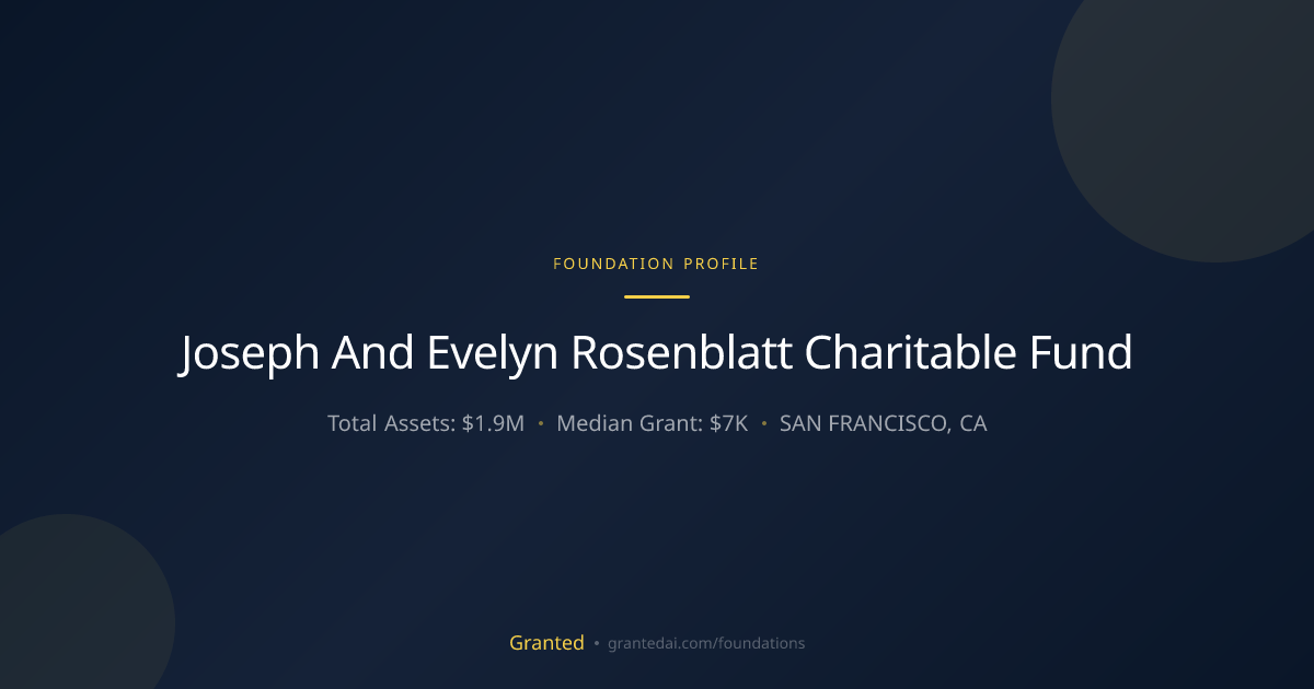 Joseph And Evelyn Rosenblatt Charitable Fund | Granted AI