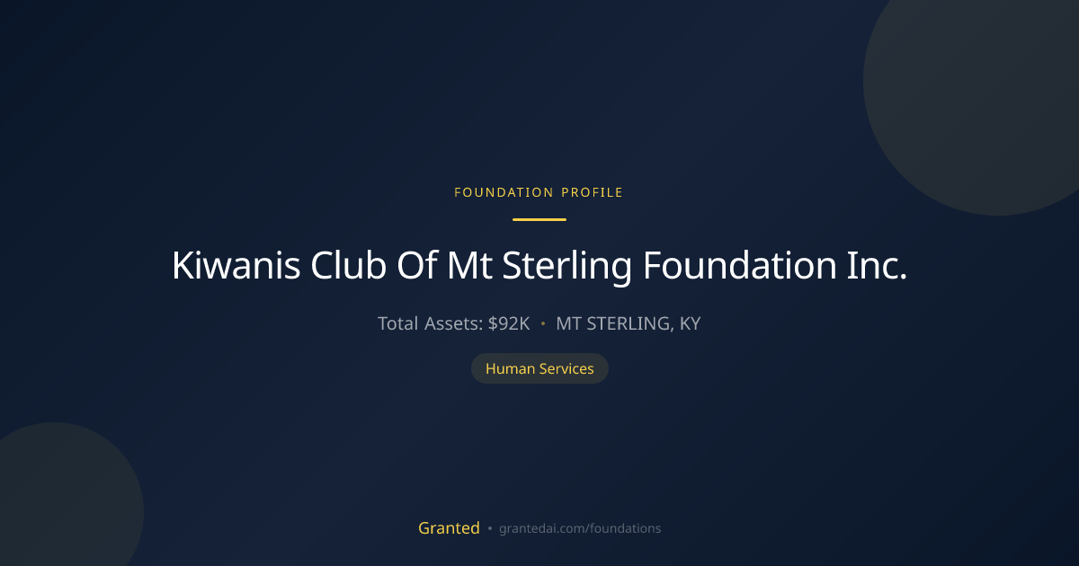 Kiwanis Club Of Mt Sterling Foundation Inc. | Granted AI