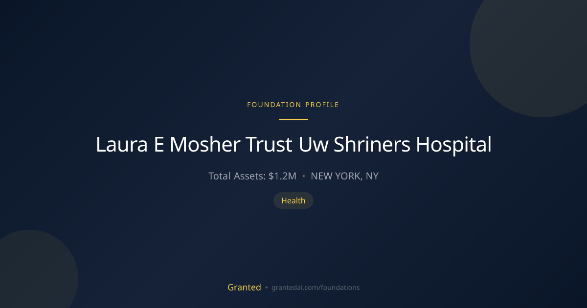 Laura E Mosher Trust Uw Shriners Hospital | Granted AI