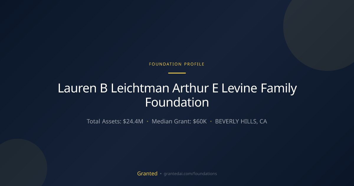 Lauren B Leichtman Arthur E Levine Family Founda... | Granted AI