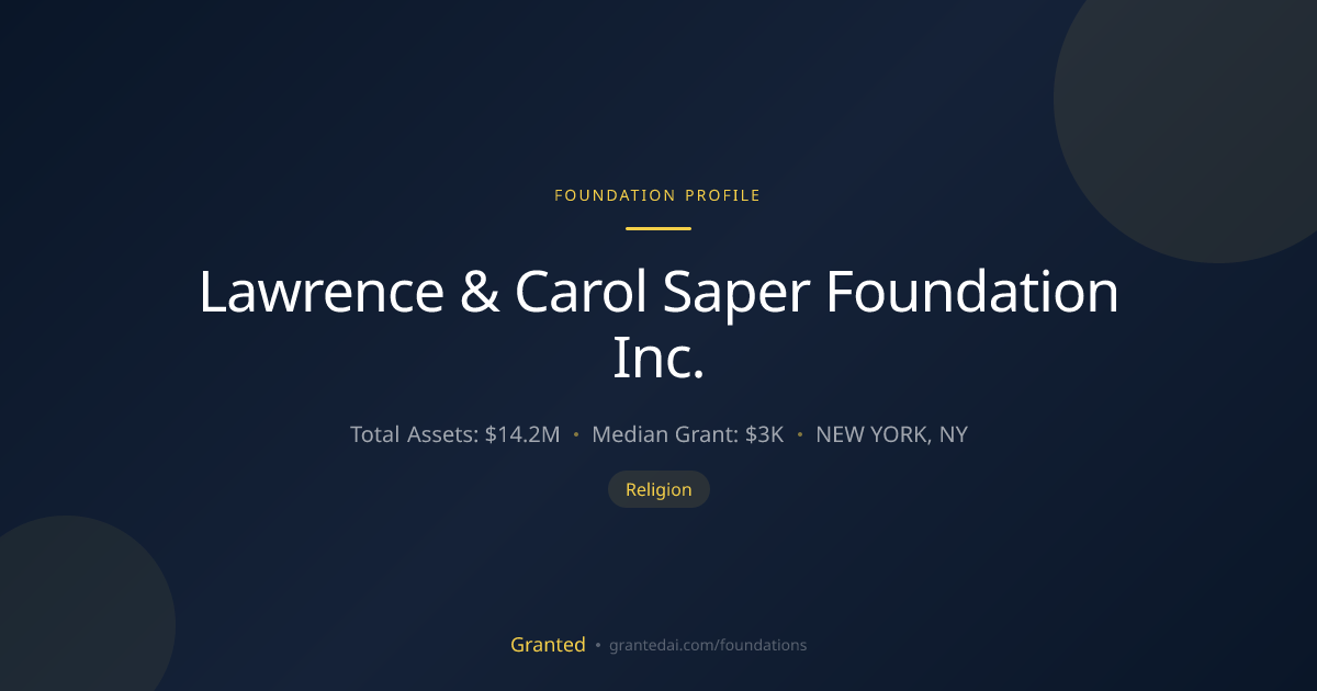 Lawrence & Carol Saper Foundation Inc. | Granted AI