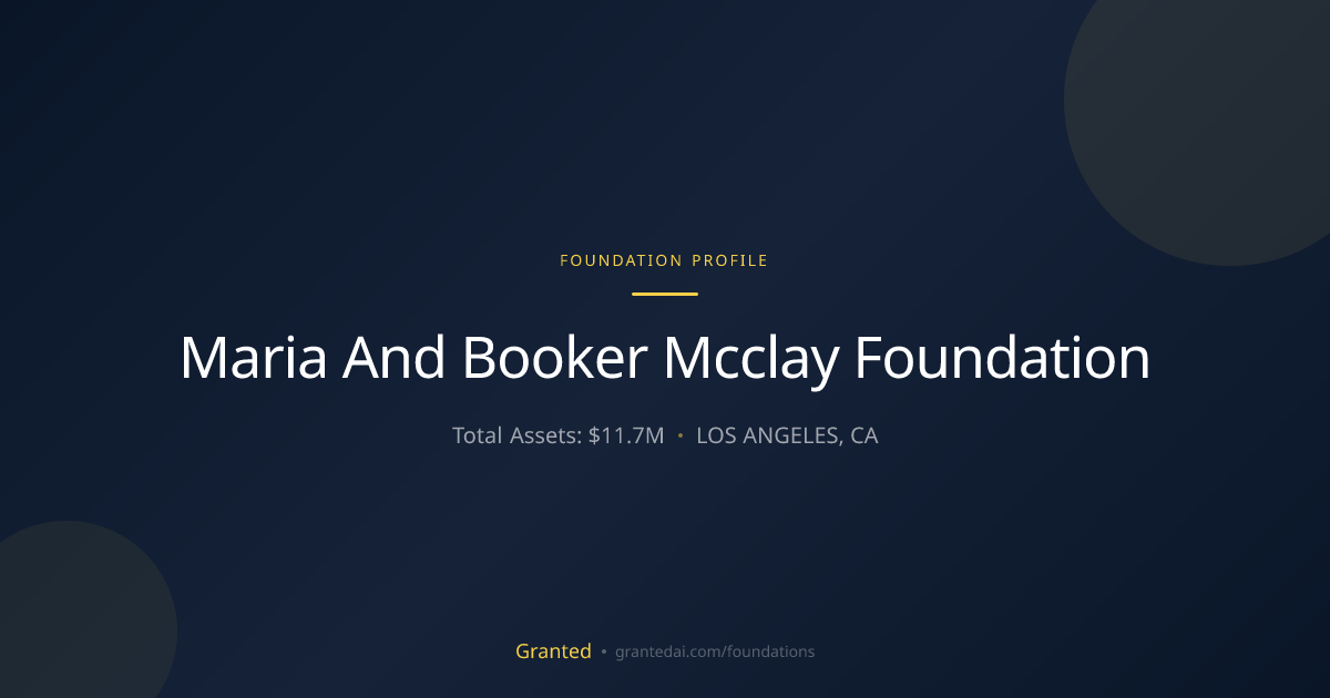 Maria And Booker Mcclay Foundation | Granted AI